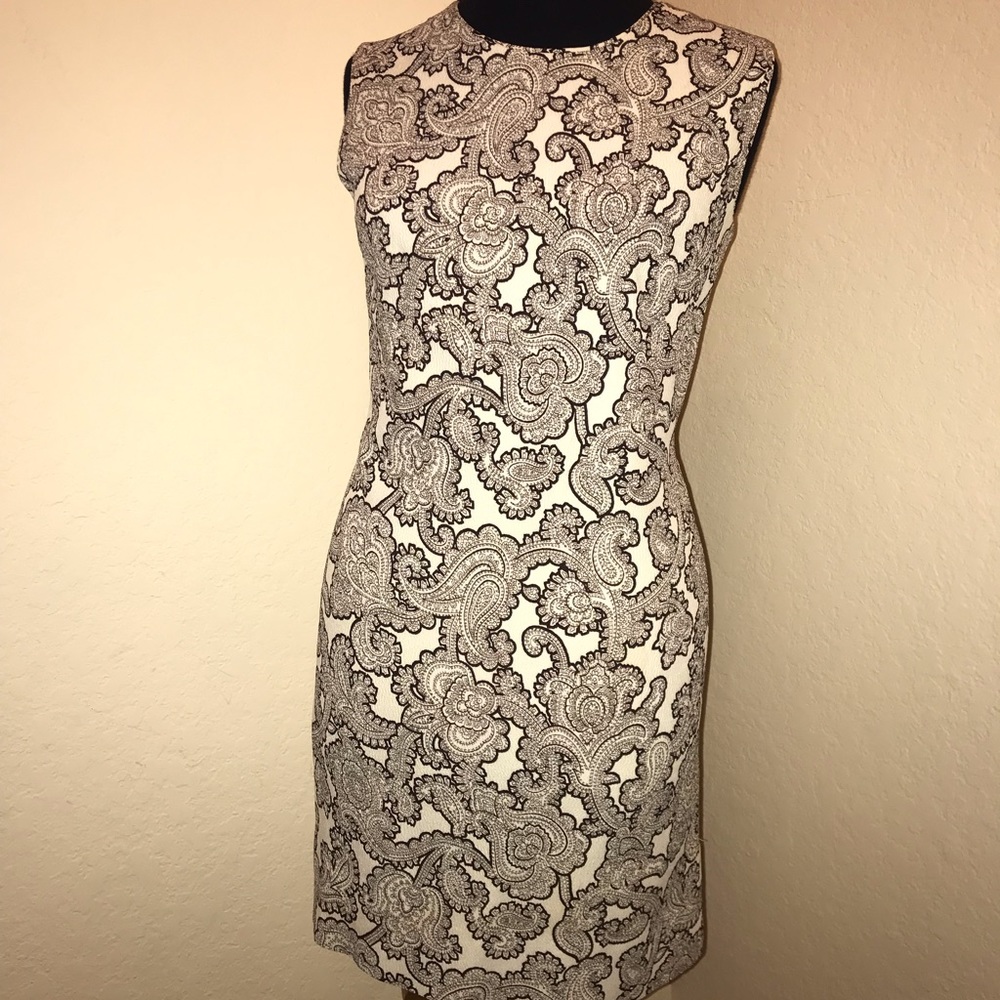Vintage paisley choc brown sheath cocktail dress